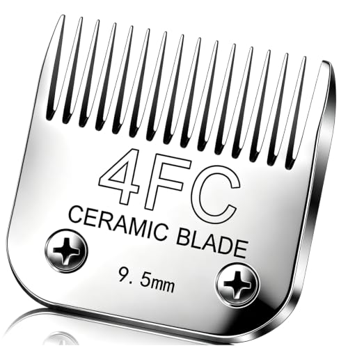 Detachable Pet Clipper Blades Dog Grooming Clipper Replacement Ceramic Blades, Compatible with Andis, Wahl, Oster(Size 4FC,Cut Length 9.5mm) - size: 4FC (9.5mm)