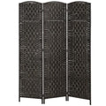 HOMCOM Room Divider 3-Panel, 6FT-Tall Folding Privacy Screen, Coffee | Freestanding Partition, Hand-Woven Design, for Room Separation, 360° Hinges, Paper Rope Diamond Weave - color: Coffee, size: 3 Panel
