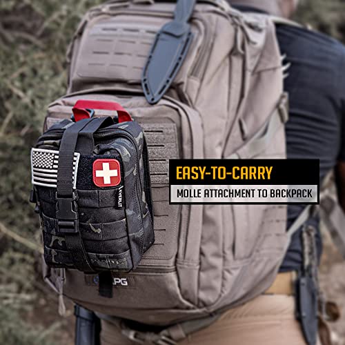 EVERLIT 250 Pcs Survival First Aid Kit | IFAK Outdoor Survival Kit Emergency Kit For Camping Hiking Hunting Earthquake Emergency Preparedness - color: Wolf Grey