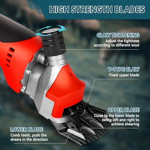 Cordless Electric Sheep Shears, Professional Heavy Duty Shearing Clippers 550W Brushless Motor 2800RPM Animal Grooming Clippers Farm Livestock Haircut Trimmer for Ma-kita 18-21V Batteries (Tool Only)