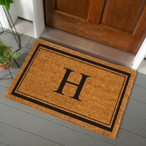 Evergreen Flag Monogram Large Coir Doormat, 36x24 Inches, Letter H - color: Letter H, size: 36 x 24 inches