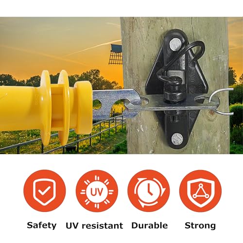 Electric Fence Rubber Gate 10 Pack - Electric Fence Spring Handles Insulated Plastic Handle for Garden Farm Heavy Stamped Steel Hook, Yellow - size: 10 pcs