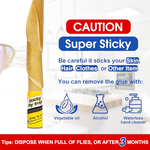 40 Pack Fly Strips Sticky Hanging Fly Trap Outdoor Indoor with Pins | Fly Glue Paper Tape Catcher Ribbon for Winged Insect & Mosquito for Orchard Farm Garage Kitchen