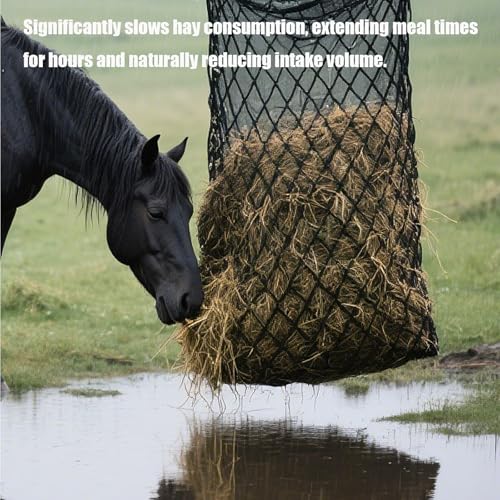 Square Bales Hay Net for Horses Slow Hay Net Feeder for Horses 47x26x20 Slow Hay Bags Feeder for Horses Fits for 36x18x18 to 47x25x17 Hay Bales Bags