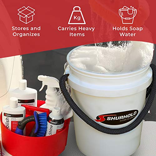 Shurhold World’s Best Rope Handle Bucket - Tough Molded Plastic with Leak-Free Design, Even Weight Distribution & Built for Heavy-Duty Use - 5g - Black - color: White, size: 5 Gallon