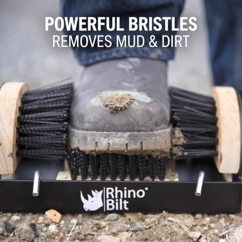 Deluxe Boot Scrubber, Outdoor Shoe Scraper Brush, Extra Wide | Steel Base & Weatherproof Wood, Heavy Duty Boot Cleaning Brush for Mud, Dirt & Snow, Ideal for Garden, Farm, Golf Course
