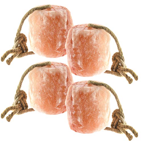 UMAID Himalayan Salt Lick 6 lbs. on Rope for Horses, Deer, Goats, Cow, Sheep, Cattle, Alpacas, and Livestock – Mineral Horse Treats, Natural Himalayan Rock Salt Block for Deer and Horses, 4 Pack - size: 6 Pound (Pack of 4)