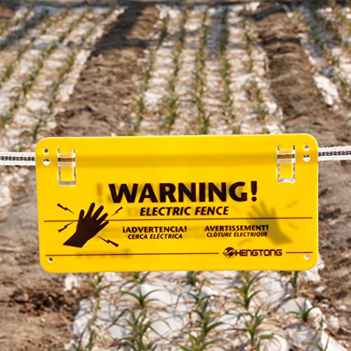 Plastic Electric Fence Warning Signs 4 Pcs 9.5 x 4.7 Inch | Yellow durable safety markers, no touching reminder for farm and home use