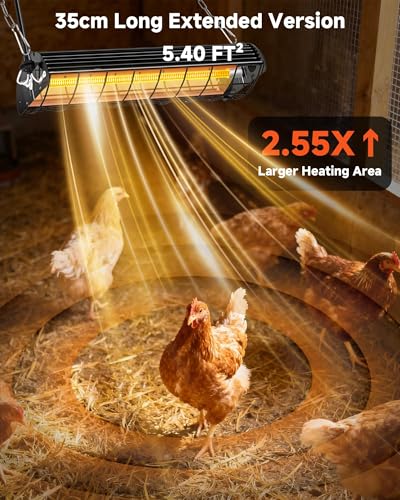 Chicken Coop Heater 400W Adjustable Heat Lamp Extended Large Brooder Heater for Chicks UL Passed Carbon Fiber Bulb Indoor Livestock Pets Warmer in Winter Rabbit Dog
