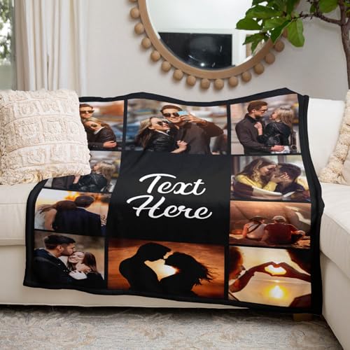 inkArts Custom Blanket Throws with Photos Text Personalized with Picture Customizable, Customize for Mom, Dad, Couple, Girlfriend, Boyfriend, Husband & Wife - color: Ten Photo