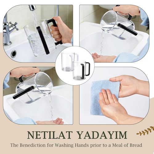 2Pcs Washing Cup Judaica with Dual Handles, Unbreakable Clear for acrylic Netilat Yadayim Cup for Everyday & Passover Seder, Shabbat, Shul, Synagogue & Home (BLACK&WHITE) - color: BLACK&WHITE