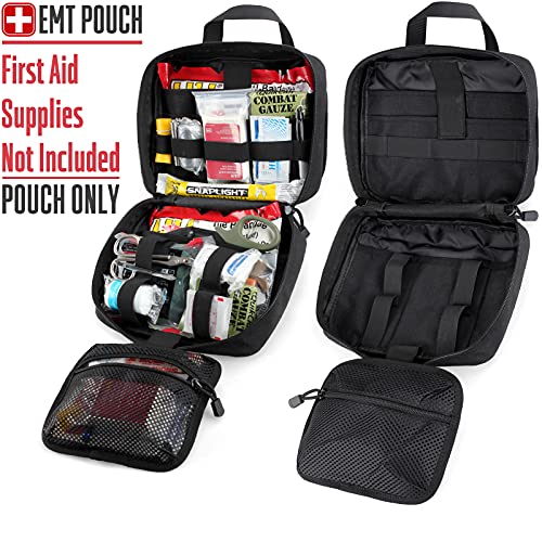 LIVANS Medical Bag, First Aid Bag Empty for Emergency & Trauma Kits | Molle Quick Release Design, Headrest Mount, Includes Flag and Cross Patch,Versatile for Tactical, Camping, Hiking and Travel - color: Black
