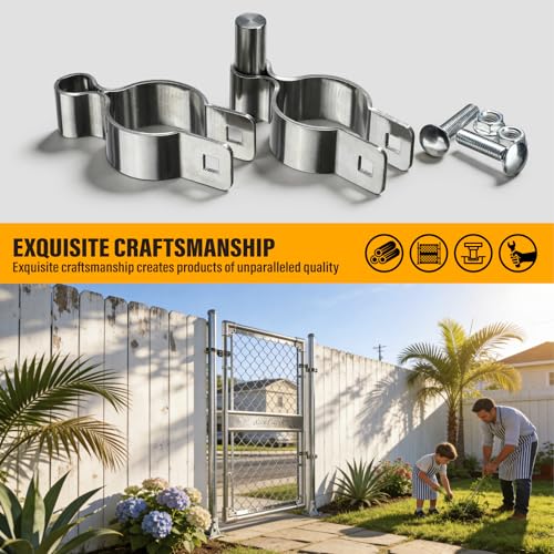 2 Pack 1-5/8" x 1-5/8" Chain Link Fence Gate Hinge, 304 Stainless Steel Heavy Duty Male Female Post Hinges with Bolts and Nuts - color: 1-5/8", size: 1-5/8 Inch