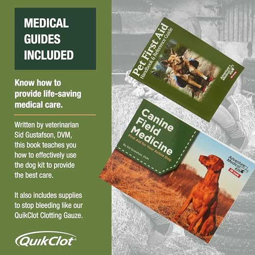 Adventure Dog Medical Kit - Vet in a Box | Includes Disposable Skin Stapler, QuikClot Gauze & Hemostat Forceps, Plus LED Headlamp for Hands-Free Pet First Aid