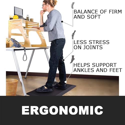 1" Extra Thick Kitchen Floor Mat Anti Fatigue Rug Standing Desk Mats | High-density foam with wear-resistant leather surface, designed specifically for long-lasting comfort, Black - color: Black 2, size: 30"L x 20"W x 1"Th