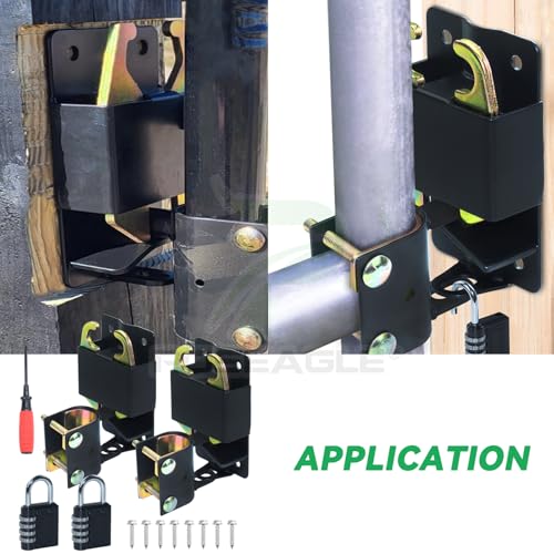 Upgraded 2 Pack 5 inch Black S16100700 Two Way Lockable Gate Latch | Include 4-Digit Combination Lock and Screwdriver for Farm Gate Latch, Metal Gates with 1-1/4" to 1-1/2" Diameter Tubes - size: 2xLockable Gate Latch for 1-1/4" to 1-1/2" Tubes