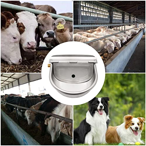 Automatic Dog Water Dispenser Outdoor Large Breed Self Filling Water Bowl | Heavy Duty Brass Float Valve Control, Wall Mount, For Poultry Chicken Duck Goat Sheep Horse Cattle Livestock, Bakcyard Farm
