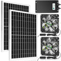 blessny 5.5" Solar Rechargeable 2 Fan Kit for Outside Intake or Exhaust air | 50W Solar Powered Fans for Chicken Coops, Greenhouses, Shed, Pet House Air Ventilation - size: 2 Fan Large Kit