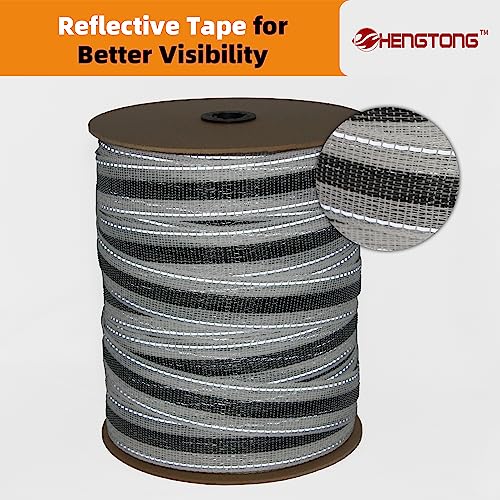 Reflective Electric Fence Poly Tape 2 Inch 656 Feet | Upgraded reflective strip,12 x 0.18mm stainless steel conductors for horse fencing