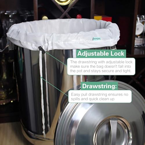 Brew Bag Reusable 3 Pack 22"×26" 250 Micron Fine Mesh Bag for Beer | 5 Gallen with Drawstring for Fruit Cider Apple Grape Wine Press Straining Brew in a Bag - size: 3 pack-22"×26"
