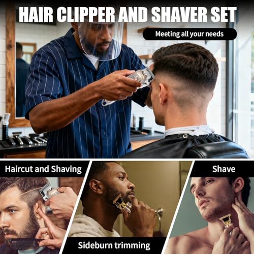 Professional Hair Clipper Set Men's Cordless Hair Clipper T-Shaped Blade Beard Trimmer Sideburn Trimmer Electric Hair Clippers Rechargeable Professional Hair Trimmer Set (Antique Bronze)