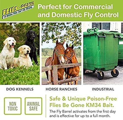 Classic Flies Be Gone Fly Trap – Disposable Outdoor Fly Trap, Protein-Powered Attractant for Farms, Ranches & Patios Hanging Fly Catcher, Fast Fly Infestation Control for Livestock & Backyards 5-Pack