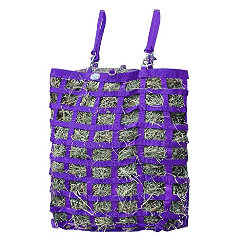 Horse Tough Super Tough Bottom Three Sided Slow Feed Hay Bag Opening 3" X 3" Size 22" X 25.5" X 9" - color: Purple