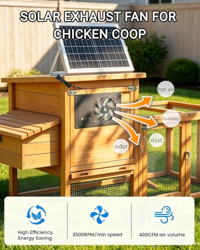 Solar Powered Fan with 15000mAh Battery & Timer for Chicken Coop | Small Solar Exhaust Fan, 25W Quiet, Waterproof, High Airflow for Outdoor, Greenhouse, Sheds,Pet Houses Ventilation Equipment - size: 11 inches