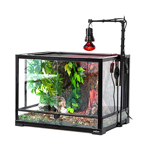 REPTI ZOO 8.5 inch Reptile Light Fixture 200W 2 in 1 E26 Base with Removable Ceramic Socket with On Off Toggle Switch in Black,Aquarium Dome Reptile UVB Light Socket Fixture (Without Bulbs)