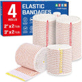 AZEN Premium 4 Pack Elastic Bandage Wrap (2x2", 2x3"), Compression Wrap Bandage for Legs, Ankle, Knee, Tummy, Body, Latex-Free, Lymphedema Wraps for Legs - color: Mix 4p (2in & 3in)