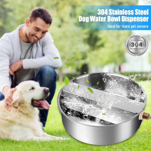Automatic Dog Water Bowl Dispenser Large Breed| Auto Fill| High Capacity | Stainless Steel Dog Waterer with Float Valve Self Filling Auto Water Bowl for Outdoor Large Dogs Cats Chicken Livestock