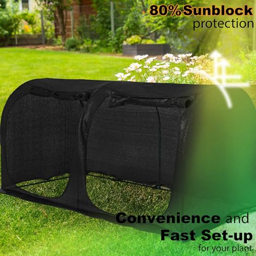 Large Tunnel 8.2'x4' Sunshade Cloth Gardening Net,Easy Set up 4FT Tall Crops Shade Cover, UV Resistant Plant 80% Sunblock Net for Vegetables,Fruits and Mini Flower Pot with Stakes and Carry - size: 8.4X4X4FT