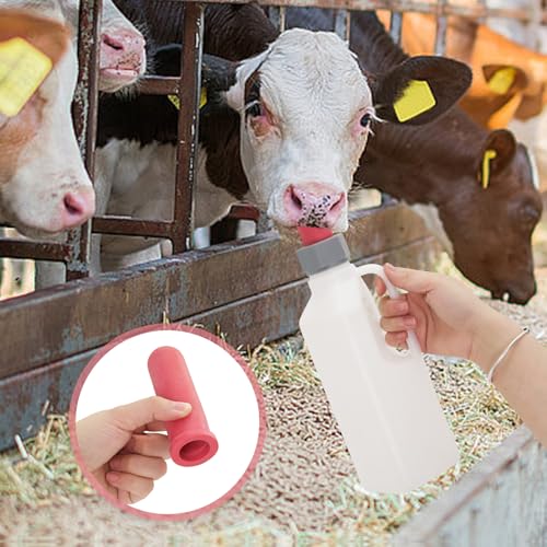 6PCS Calf Feeder Pacifier Teats Soft Rubber Food Grade Feeding Nipples | Bite-Resistant Calf Teat Nipple Replacement Feeding Nipples Farm Supplies, Livestock Nursing Bottle Nipple Milk Bucket Feeder - color: RED