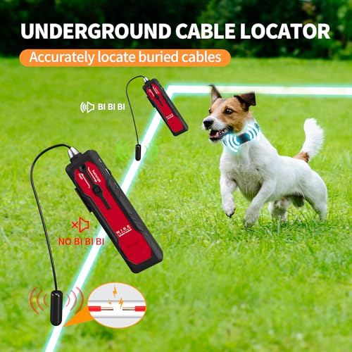 Underground Wire Locator for Pet Fence & Cable Detection | Rechargeable, 2.6 ft depth, 1640 ft range, headphones included, flashlight, invisible fence and sprinkler valve locator