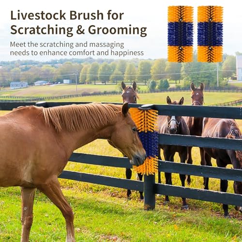 2 Pcs Livestock Scratch Brush 20 x 7.9 Inch, Horse Scratching Post, Goat Brush, Soft Cow Scratcher, Full Massage Brush Kit, Massage Brush for Cows, Goats, Horses, Deer
