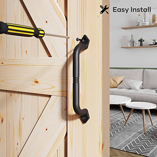 10" Barn Door Pull Handle, Gate Handles, Rustic Black Aluminum Grab, Easy Install