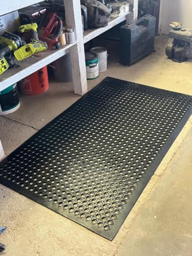 Uniboho Commercial Heavy Duty Rubber Floor Mat for Outside Non Slip 20 x 31 | For Restaurant, Kitchen, Horse Stall, Outdoor Patio, Garage, Pool, with Holes for Drainage - size: 1'7" x 2'6" (Rectangular)