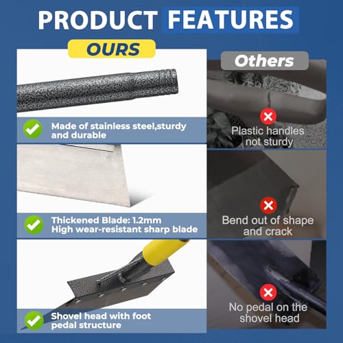 Floor Scraper Long Handle Heavy Duty, 60" Multifunctional Cleaning Shovel, Ice Scraper Stainless Steel Garden Tools Weed Scraper for Cleaning,Weeding,Scraping,Ice Remove,Landscaping,Yard