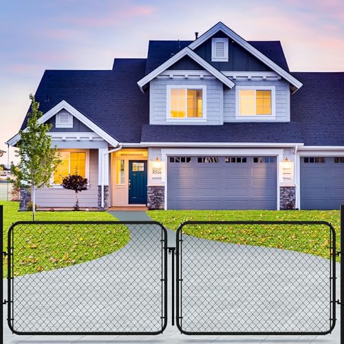 Adjustable Chain Link Fence Gate Kit,Rust-Resistant PVC Coated Garden Gate for Outside,Durable Outdoor Gate for Garden Fence, Pathways, Yards, and Driveways, 26"-72" Wide x 4' High - size: 4ft High