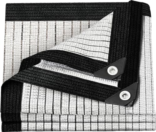 Shade Cloth-Thickened and Encrypted 80% Aluminum Shade Cloth for Greenhouse Balcony Garden,Outdoor Pergola,Lawn,Cars.Easy Hanging with Edges and Holes,Silver Heat Reflective Tarp - size: 8ft×12ft
