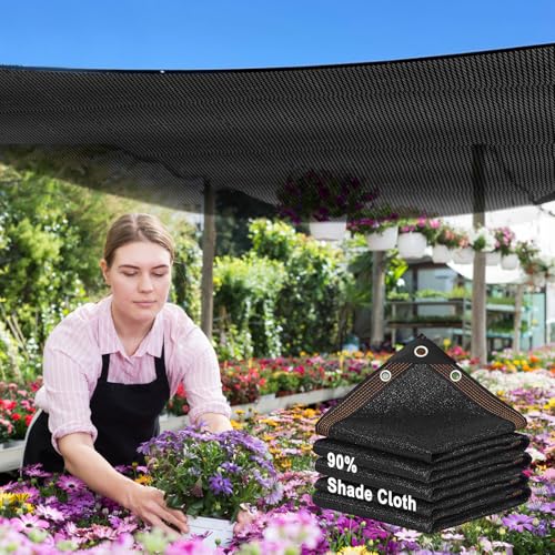 Shade Cloth 90% 3x6ft, Tear Resistant Sun Shade Net with Grommets | 90% UV Block, HDPE Knit Fabric, Reinforced Grommets Every , for Chicken Coop Pergola Plant Cover, Black - size: 90%-3X6ft (0.9x1.8m)