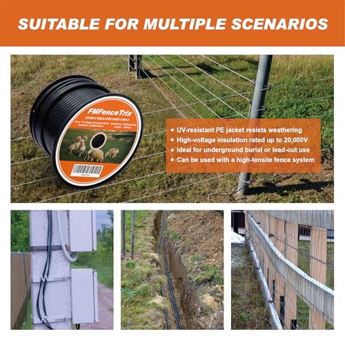 Electric Fence Wire Double Insulated Underground Hard Cable - 12.5Gauge, 180ft - Galvanized Steel Core - size: 12.5Gauge, 180Ft