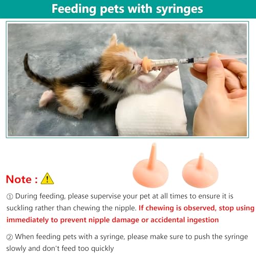 Pet Feeding Bottle and Syringe Set for Puppies and Kittens(1 Bottles,2 Syringes,6 Nipples) Blue - color: Blue