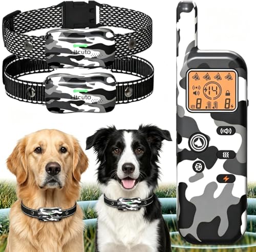 Htcuto GT1 Wireless Dog Fence for Dogs, 3500ft Outdoor Electric Dog Fence with 6100ft Remote Dog Training Collar, No Subscription, Ultrasonic/Vibration/Shock, Waterproof, 2-Dog System
