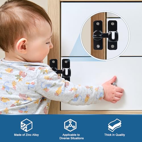 90/180 Degree Flip Barn Door Lock, Thickened Solid Multi-Angle Household | Door Left and Right Door Latch, for Barns, Gardens, Cabinets, Sliding Doors, Bathrooms, Windows and Other 2Pack - color: black 2pack