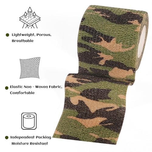 24 Rolls Elastic Self Adhesive Bandage Wrap 2 inch, Breathable Non Woven Cohesive Bandage, Vet Wrap for Dogs, Ankle Sprains Swelling Tape, Sports Athletic Tape (Jungle Camo) - color: Jungle Camo