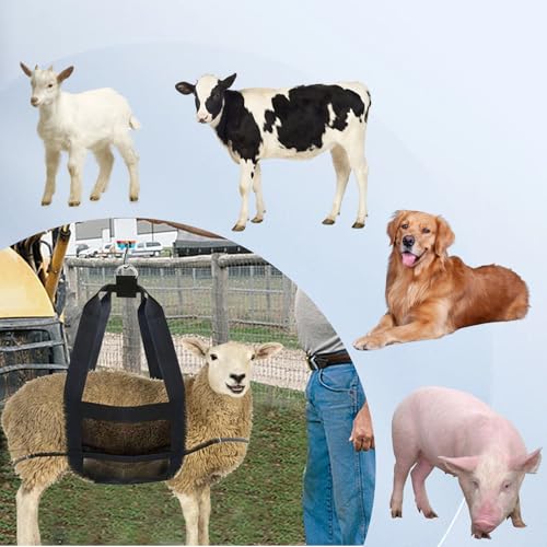 Calf Sling for Weighing Animals Heavy-Duty Nylon Hanging Weight Scale Sling | Adjustable Straps & Metal D-Ring, Animal Weighing Bag for Newborn Calves, Lambs, Goats, Baby Alpacas, Livestock, Dogs