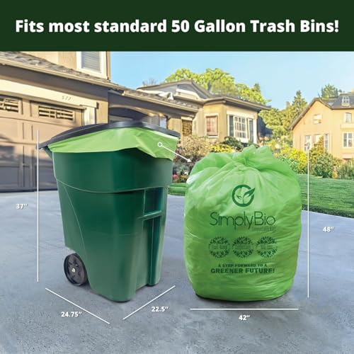 50-55 Gallon Compostable Trash Bags Food Waste Bags Liners with Flat-Top, Thick 2 Mil, 208.2 Liter, 12 Bags, Tall Kitchen Food Scrap Waste Bag, ASTM D6400, US BPI and OK Compost Home Certified - color: 55 Gallon 2 Mil Thickened, 12 Count