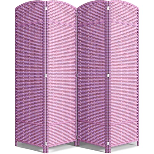 Sorbus Foldable Room Divider, Mesh Privacy Screen (4 Panel, Pink Purple) | Folding screens, dividers for rooms, double-hinged panels; freestanding partition for bedrooms, offices and shared areas - color: Pink Purple, size: 4 Panel