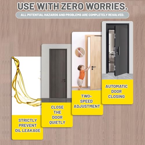 Double Action Spring Hinges -Swinging Door Hinge -Pivot Hinge，with Cover Plates,with self-Closing and Stop for Wooden Doors，Load Max 100lb Door